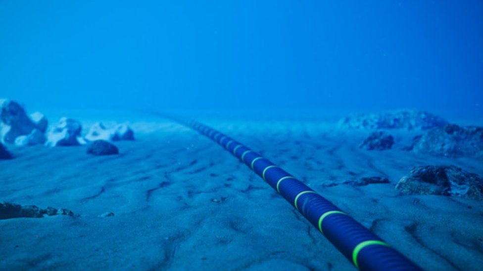 Internet cables on the sea floor